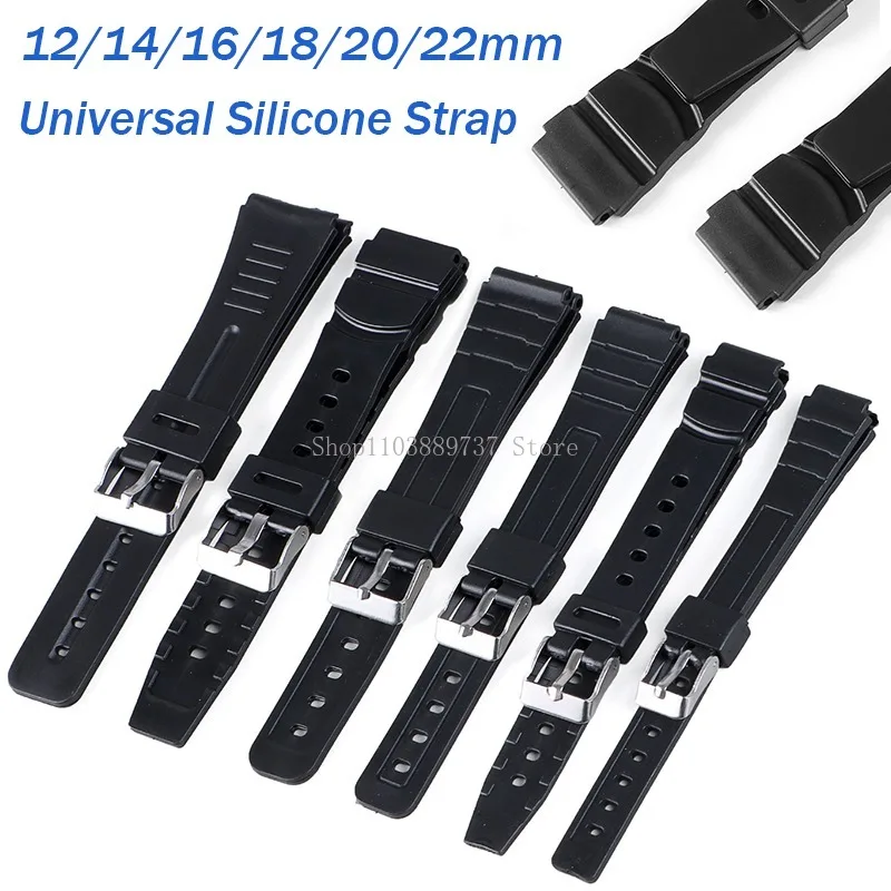 for Casio Silicone Strap 12mm 14mm 16mm 18mm 20mm 22mm Soft Rubber Smartwatch Band Men Women Sport Bracelet Waterproof Wristbelt