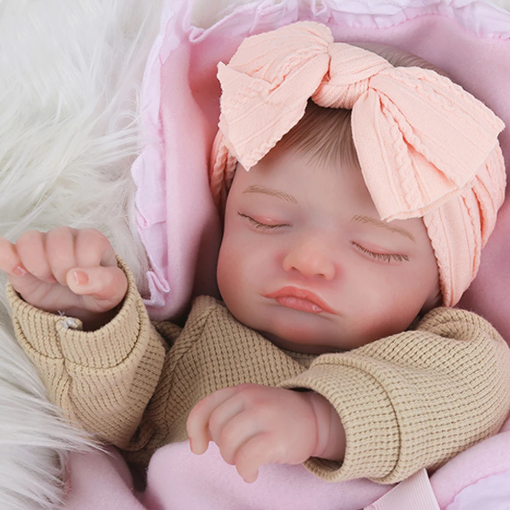 

Lifelike Reborn Baby Dolls-18 inch Sleeping Realistic Newborn Baby Dolls, Soft Cloth Body with Feeding Toy