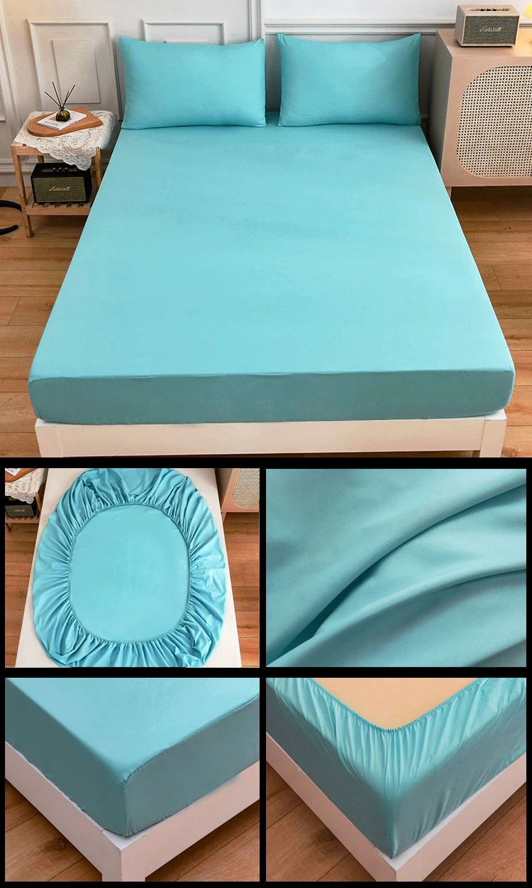 Black Fitted Sheet Home Bed Linen 90x200 Bed Cover with Elastic Band Tampa De Colchão Double Bedsheet (Pillowcase Need Order)