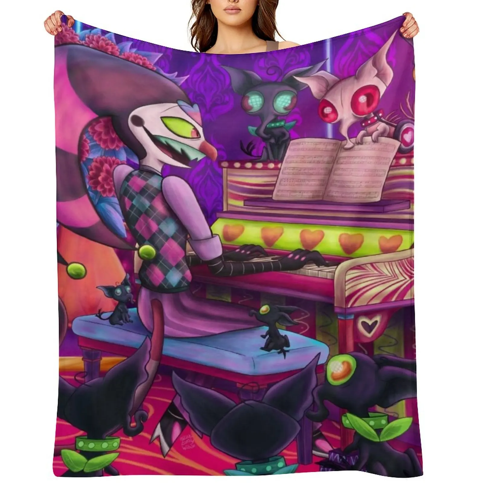 

Fizzarolli - Piano Practice with Quieves Throw Blanket cosplay anime Designers Bed Fashionable anime Blankets