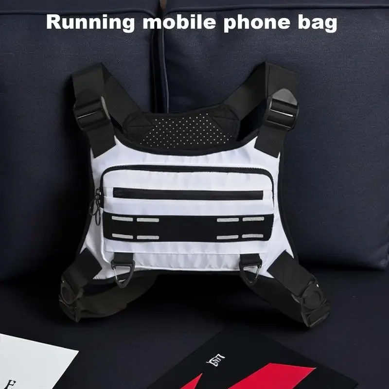 Running Vest Bag Adjustable running chest bag Reflective Front Chest Pack With Phone Holder Breathable cycling Vest for sport