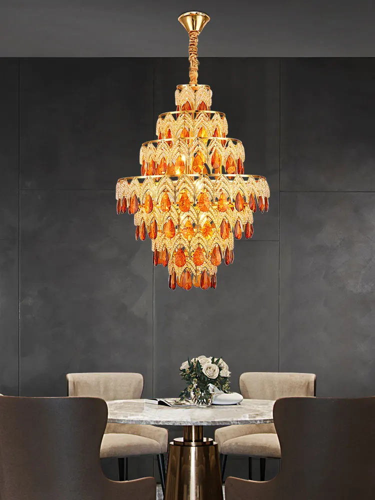 2024 Trendy K9 Crystal Golden Peacock LED Ceiling Chandelier Lighting Hanging Lamps Suspension Luminaire Lampen For Dinning Room