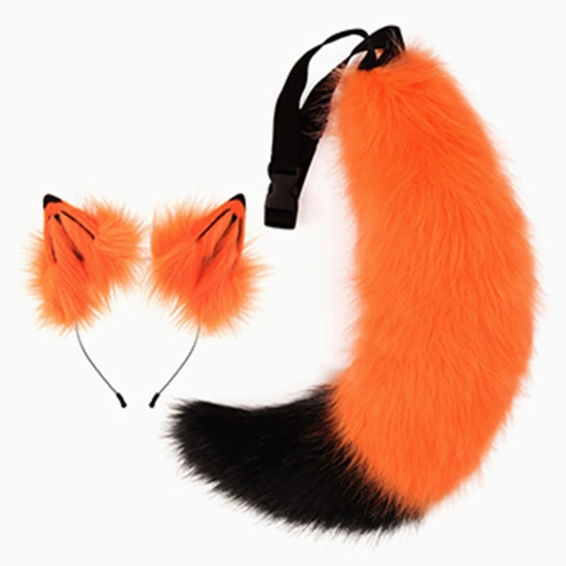 

652f животные косплей костюмы искусственные мех кошки Foxes Wolf пушистый хвост и уш