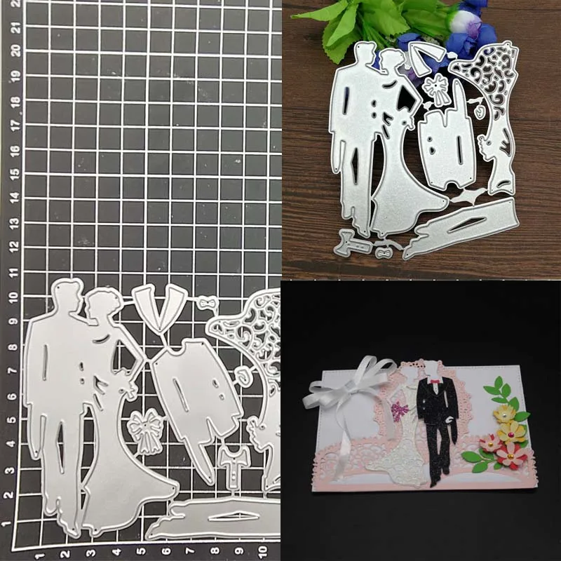 Wedding Couple Metal Cutting Dies Stencil Scrapbook Diy Album Stamp Paper Card Embossing Decor Craft Knife Mould