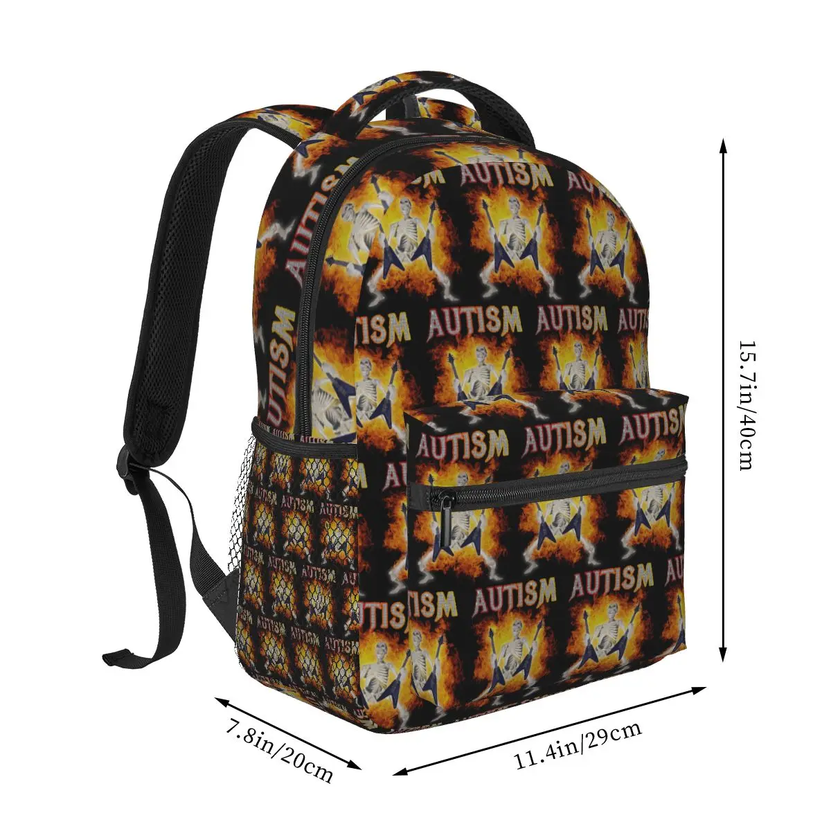 Autistic Skeleton Autism Meme Graphic Student Backpack School Bag Hiking Daypack for Men Women Fashion Bookbag Shoulder Bags