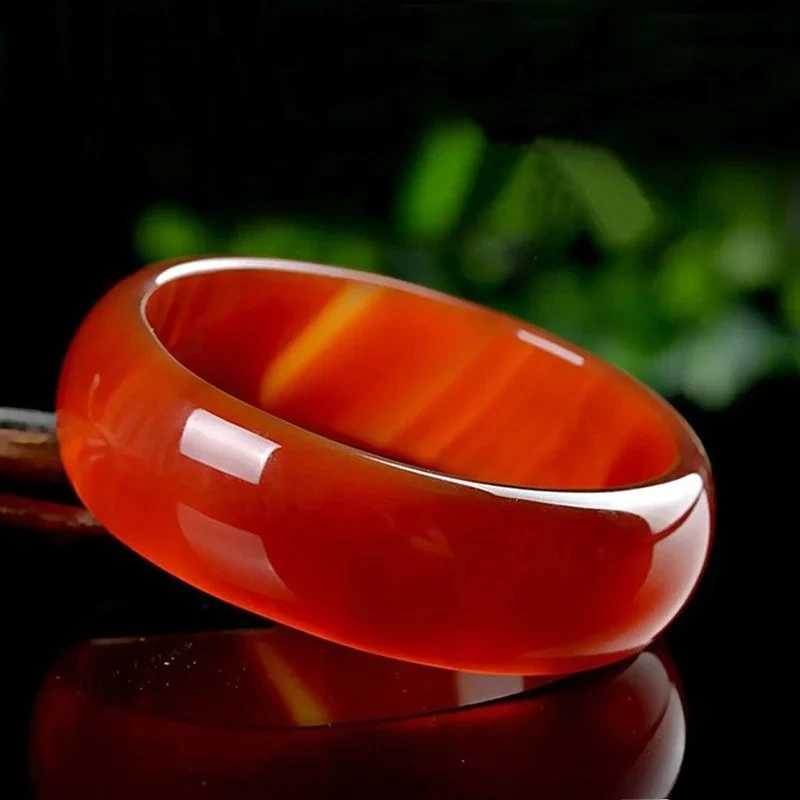 Brazilian Red Agate Jade Bracelet with Box A Women's  Widened Red Jade Bracelet Bangles with Charms Fashion Jade Bangle