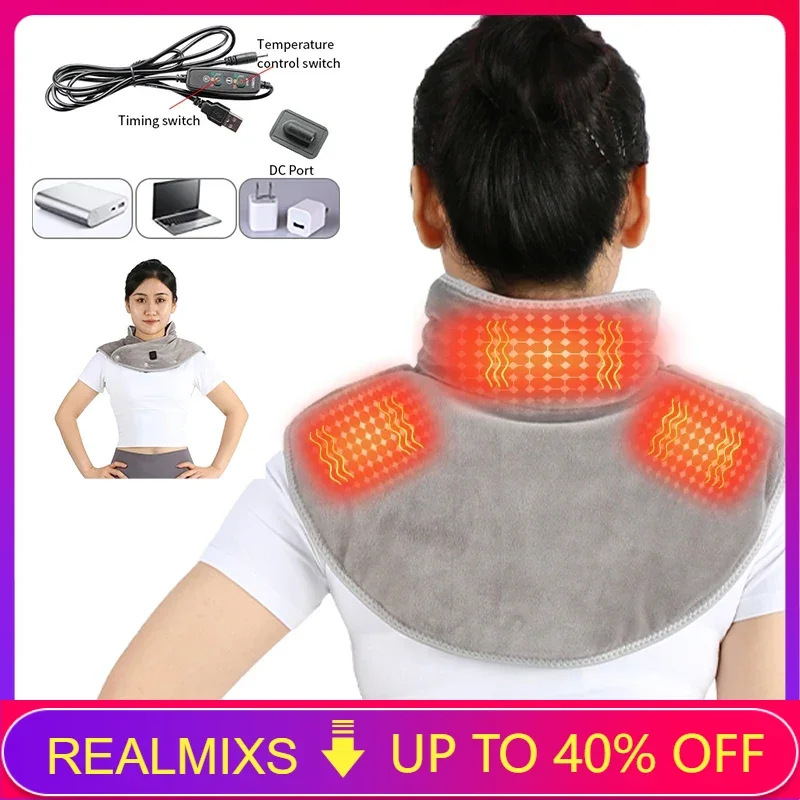 

Neck Heating Pad Wrap Heated Shoulder Massager USB Electric Cervical Relieve Pain Relief Back Brace Compress Tool Fatig Warming