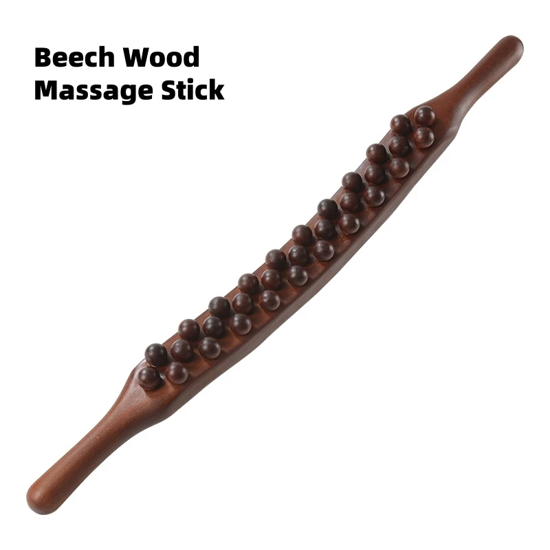 قضيب تدليك من خشب الزان لكامل الجسم، تجريف الزوال، تدليك البطن، عصا دفع العضلات ودفع الظهر #6