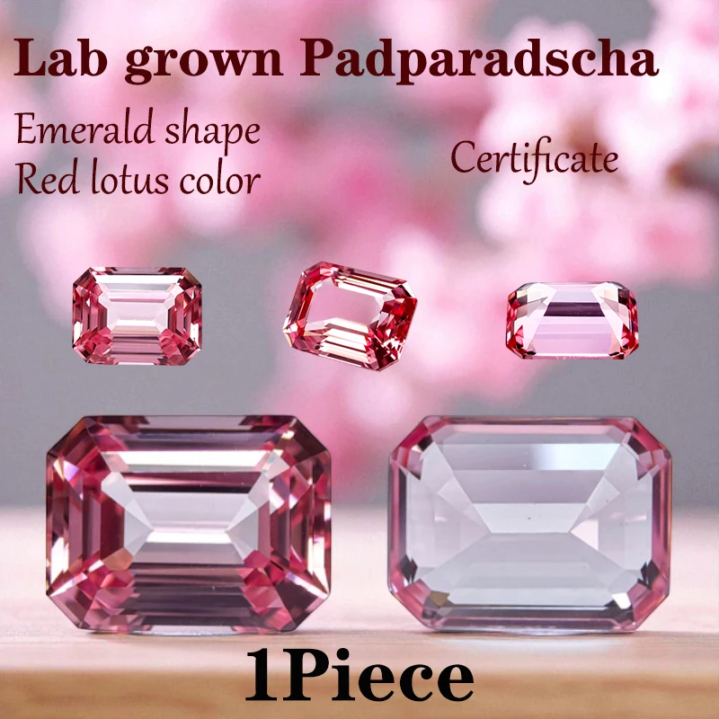 

Выращен в лаборатории Padparadscha Изумрудная форма VVS1 Цвет красного лотоса оптом для продвинутых ювелирных изделий, колец, изготовления сережек с сертификатом