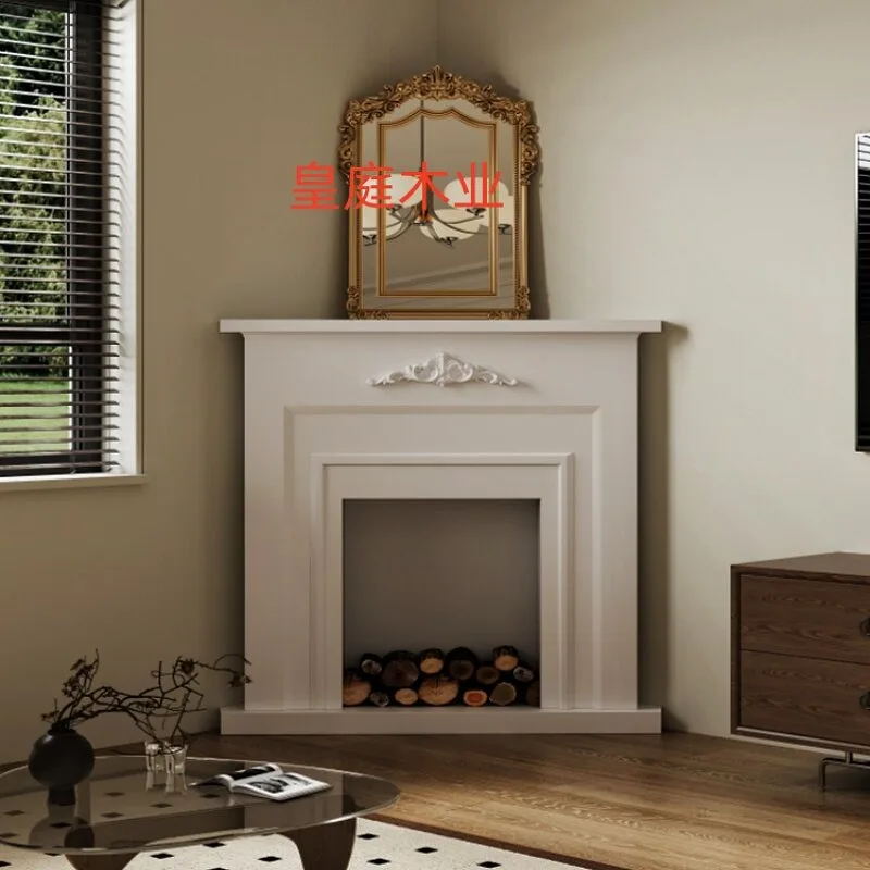 Customized solid wood corner simulation furnace fireplace cabinet American corner entrance decorative cabinet living room triang - view 6