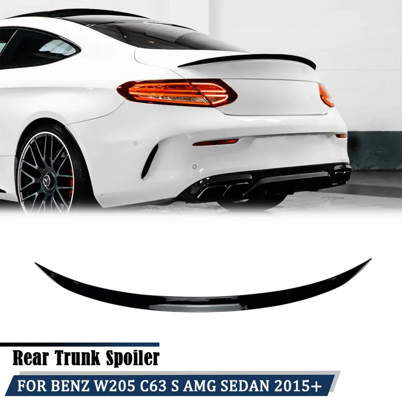 Suitable For Mercedes-Benz C-Class C63 C43 C180 C200 C250 C300 C400 C450 AMG Black Boot Trunk Wing Spoiler W205 Sedan 2015+