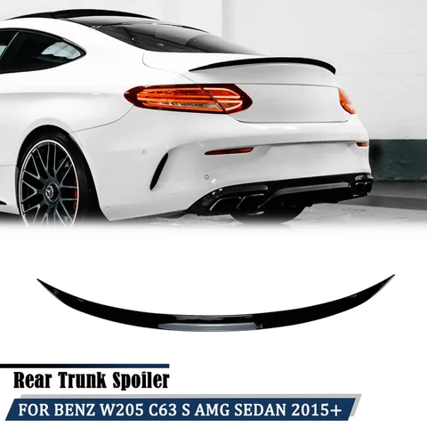메르세데스-벤츠 C 클래스 C63 C43 C180 C200 C250 C300 C400 C450 AMG 블랙 부츠 트렁크 윙 스포일러 W205 세단 2015+에 적합 메르세데스-벤츠 C 클래스 C63 C43 C180 C200 C250 C300 C400 C450 AMG 블랙 부츠 트렁크 윙 스포일러 W205 세단 2015+에 적합