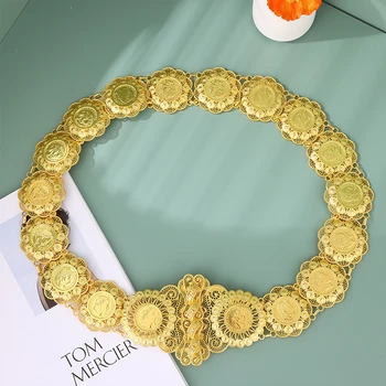 Fatima style Algerian Metal Waist Chain Big French Coin Belts Algerian Traditional Holiday Jewelry