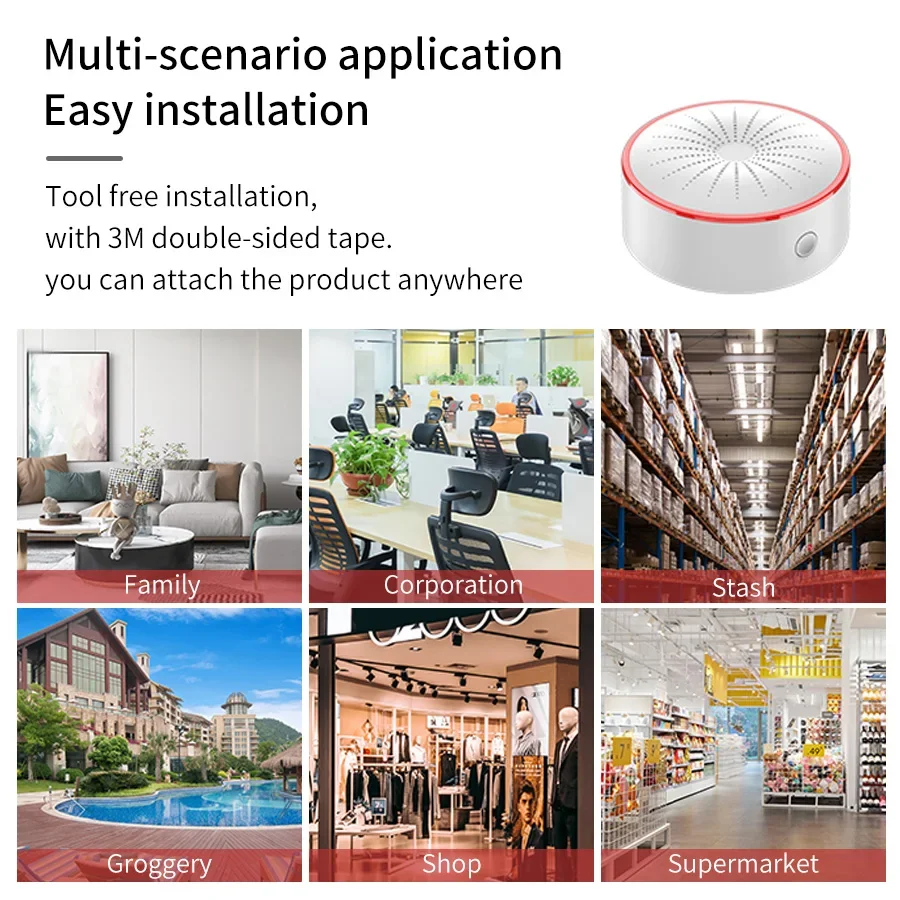 Tuya WiFi ZigBee Alarm Sirene Sensor Detektor Alarm Suara dan Cahaya Sistem Keamanan Rumah Aplikasi Kehidupan Pintar Alexa Google Assistant