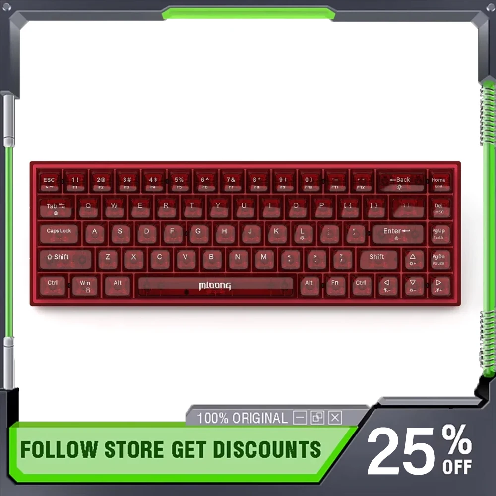 MLOONG K680 II 2nd Generation Mechanical Keyboard 68-Key Low Latency Compact Design for Office E-sports Game Wired Keyboard