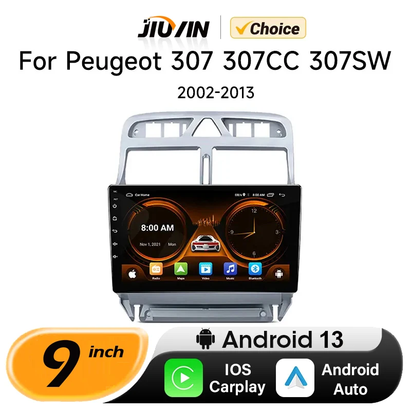 JIUYIN Car Radio For Peugeot 307 307CC 307SW 2002 - 2013 wireless CarPlay Android Auto car intelligent systems No 2 din 2din DVD