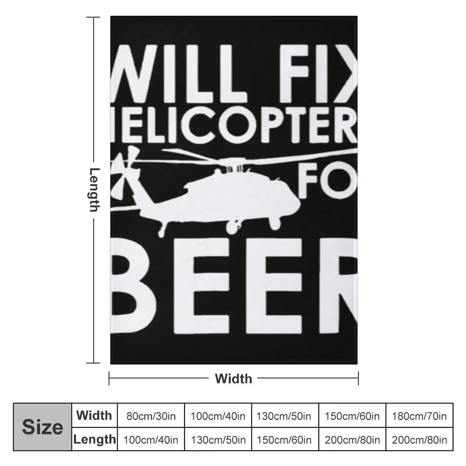 Will fix helicopters for beer ! Throw Blanket couch cozy soft plush fuzzy picnic outdoor blanket