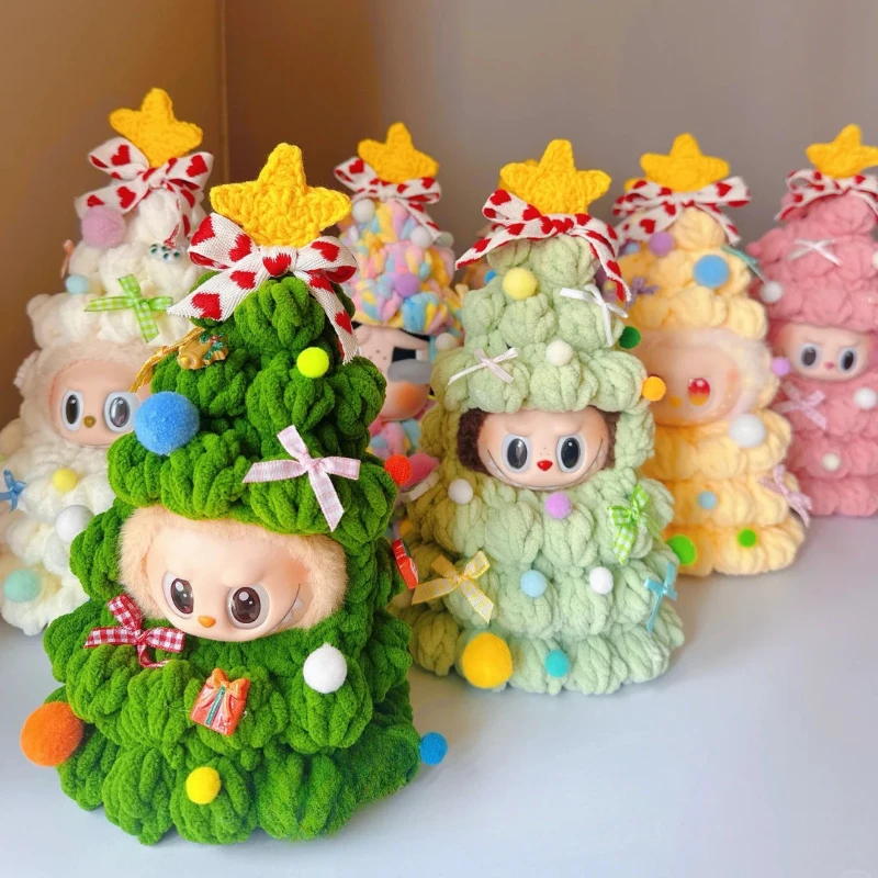

Для 17 см куклы Labubu 3,0, вязаный крючком наряд для рождественской елки ручной работы, сезонный праздничный костюм, аксессуары для кукол, Рождественский подарок