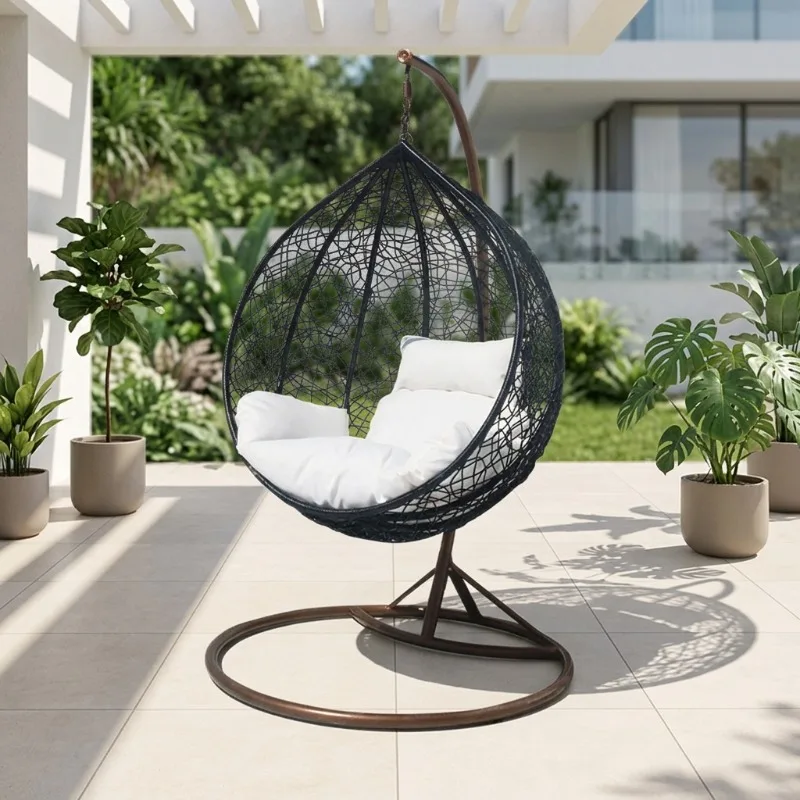 Cheap Outdoor Swing Basket Balcony Garden Metal Stand Rope Swing Patio Hammock Egg Chair