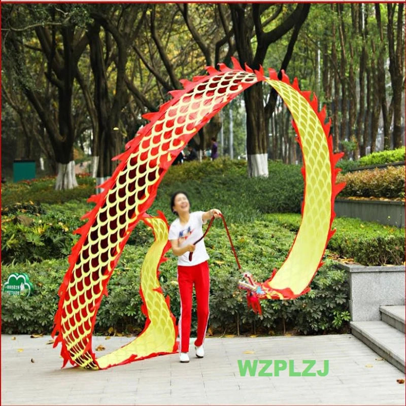 8M Golden  Ribbon  Dragon Dance Costume Game  Sports Stage Square Christmas New Year Performance Cartoon Toy Group  Prop