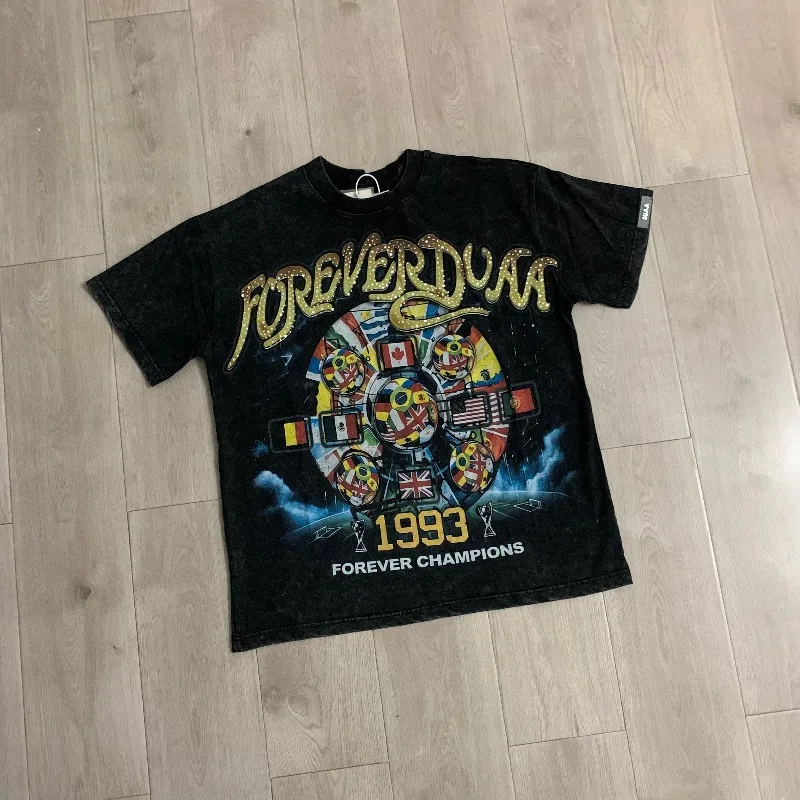 2026ss Summer DUAA T-shirts High Street Ink Direct Spray Wash Men Women Hiphop Tee Tops Streetwear