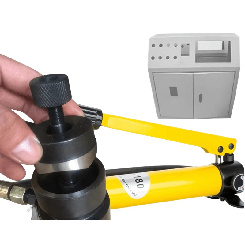 SYK-15 Hydraulic Knockout Punch Cutting Kit 15Ton Manual Digger Hole Puncher Driver with 5 Dies (63/76/89/101/114mm) Panel Box