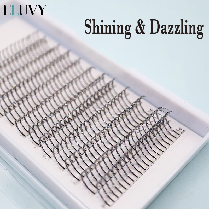 

ELUVY 240 шт. серебристые блестящие ресницы супер блестящие цветные накладные ресницы оптовая продажа Премиум косплей блестящие сказочные ресницы