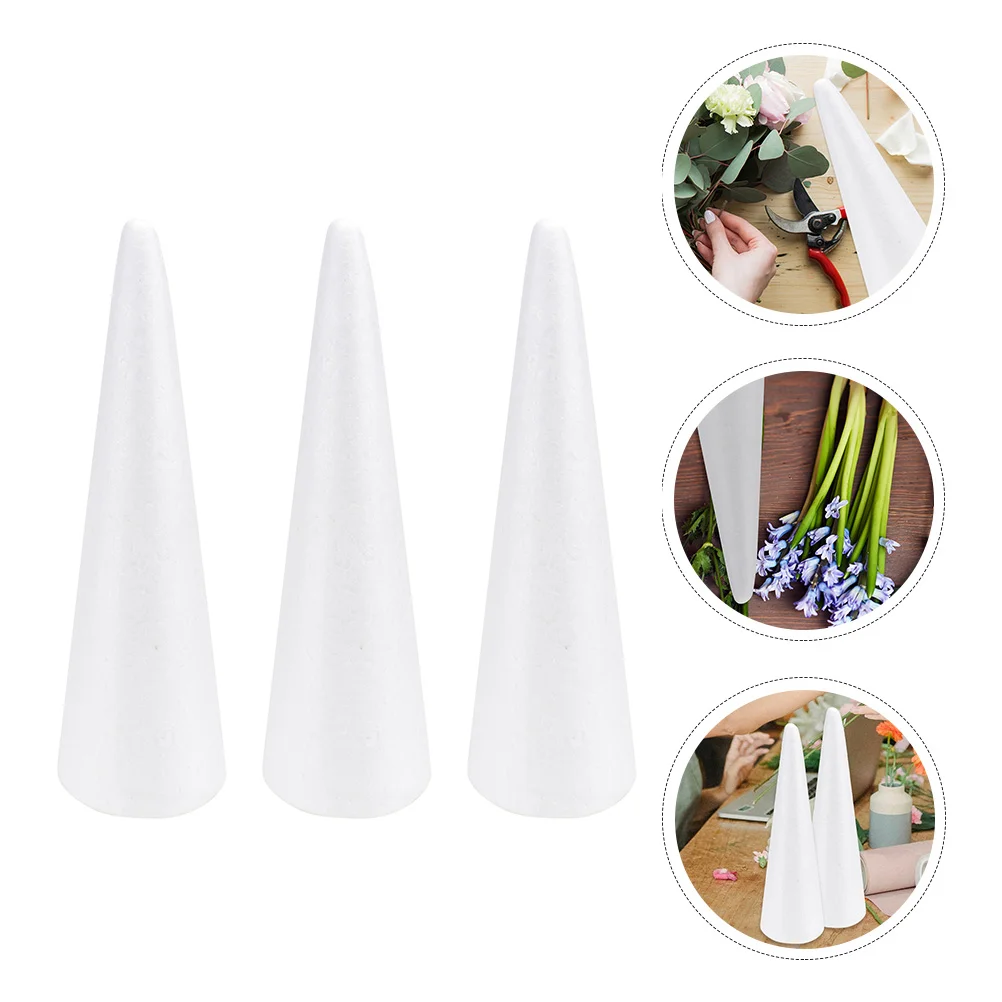 3 Pcs Arranging Foam Cone Cylinder Vases Decoration Cones Ball White Flower Arrangement Props