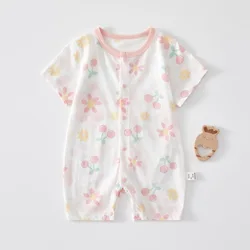 Newborn Baby Summer Onesie Pure Cotton Clothes Boys Girls Cute Printed Short Sleeve Romper Infant  Loungewear Trend