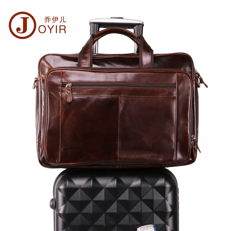 Men's Handbag First Layer Cowhide Bag Men's 17-Inch Briefcase Crossbody Bag Men's Briefcase Vintage Leather Men's Bag