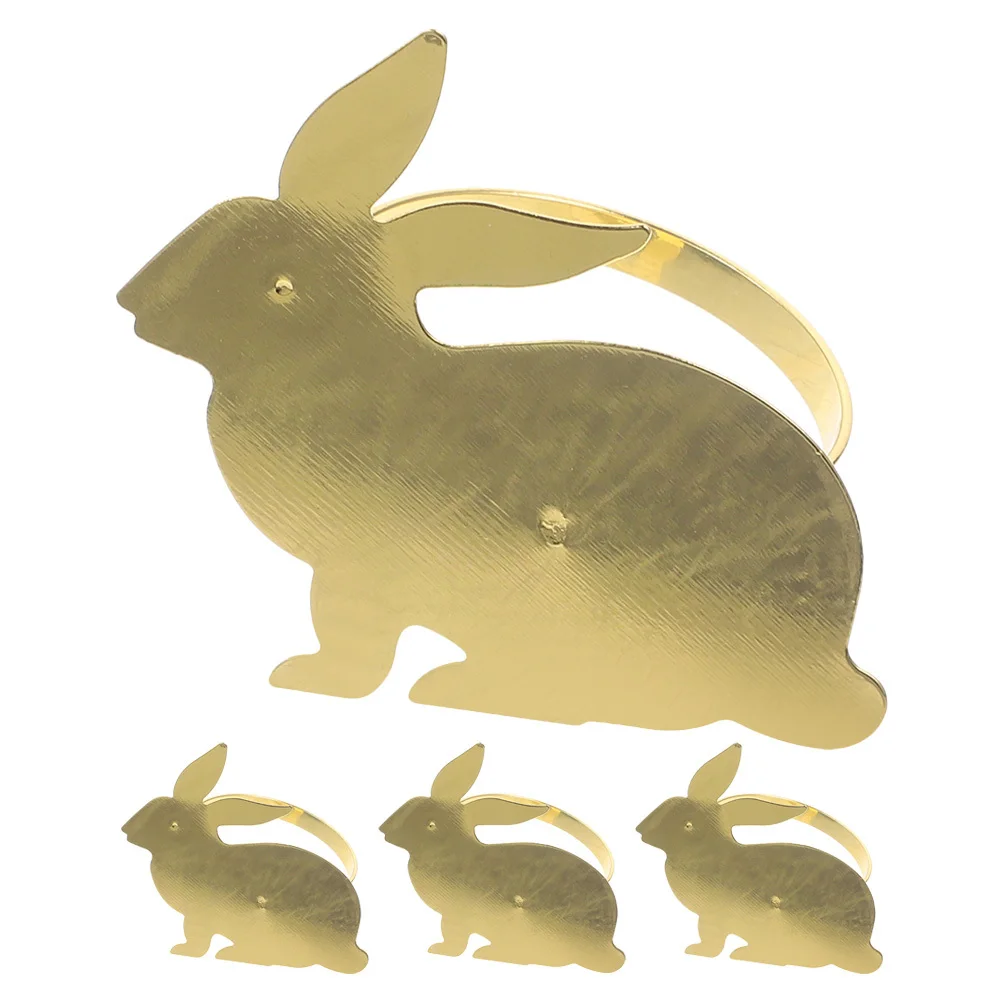 

4Pcs Rabbit Napkin Rings Easter Themed Bunny Alloy Napkin Holder Reusable Party Dinner Table Decoration Serviette Clasps