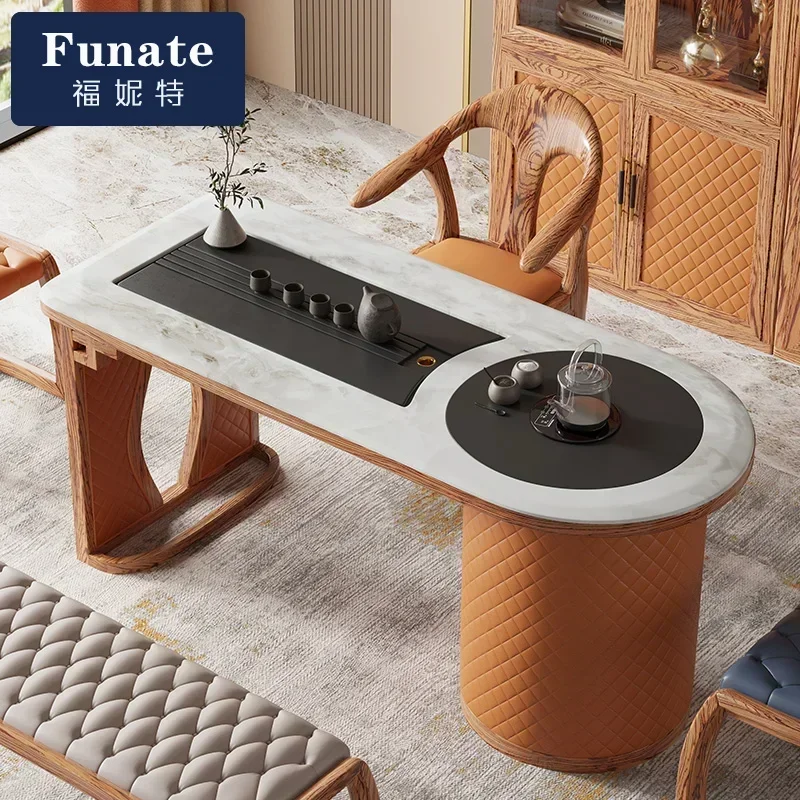 Household Restaurant Solid Wood Leather Dining Chair Solid Wood Armrest Chair
