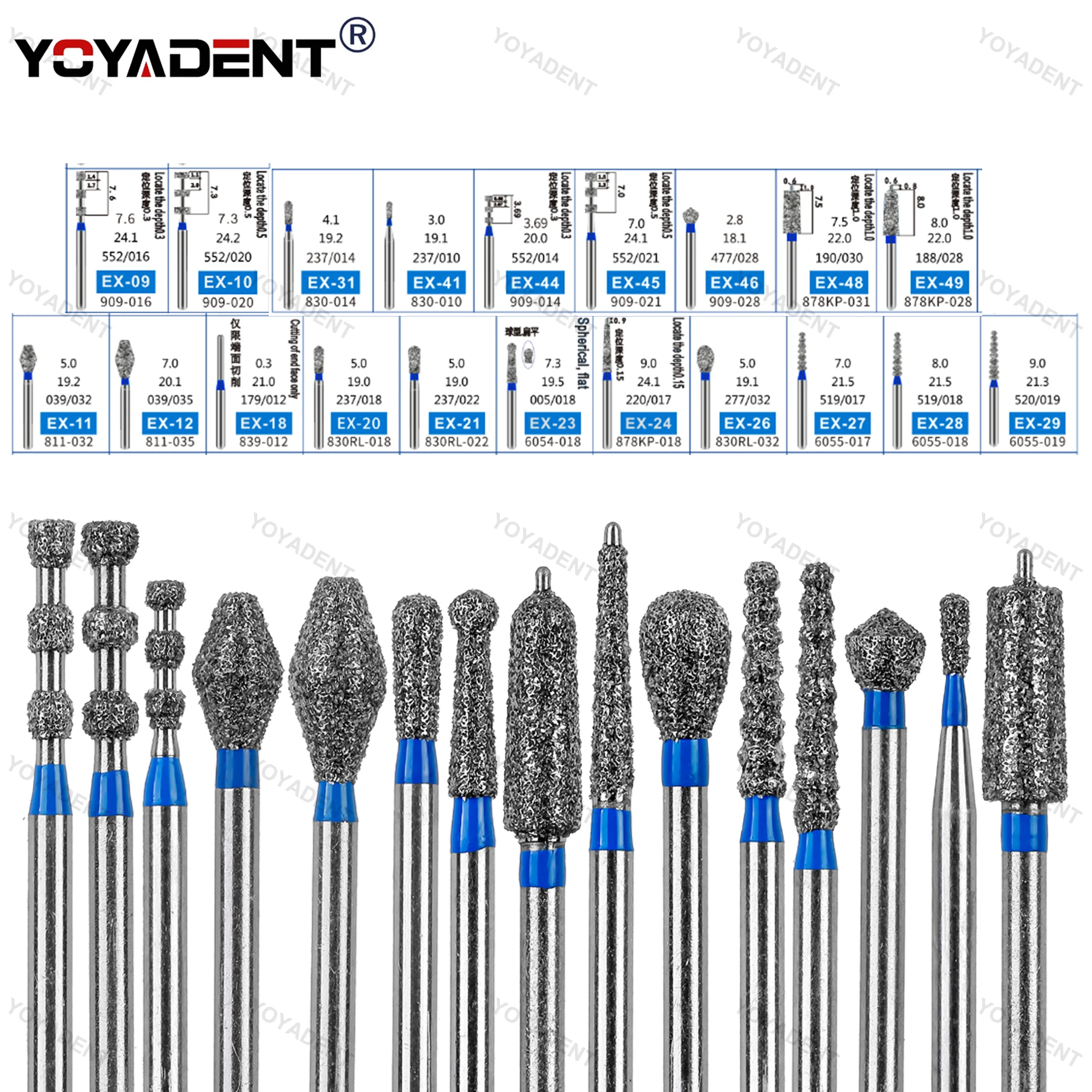 Dental Diamond Burs Standard EX Type Dentistry Strawberries For High Speed Handpiece Dia.1.6mm 10Pcs/Pack Dental Materials