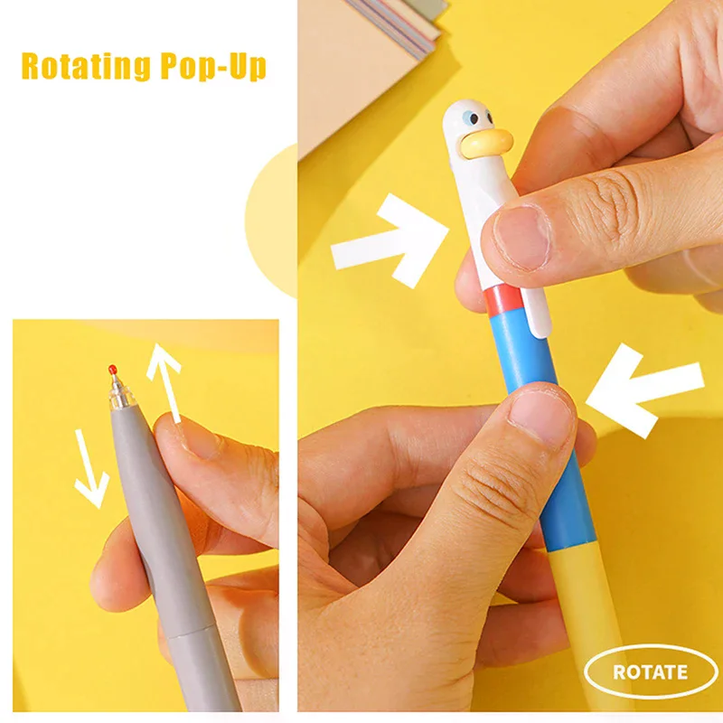 4pcs Writing Pen, Cute And Funny Styling Pen Creative Rotating Gel Pen Chicken Pressing Gel Pen 0.5mm Black Office Supplies