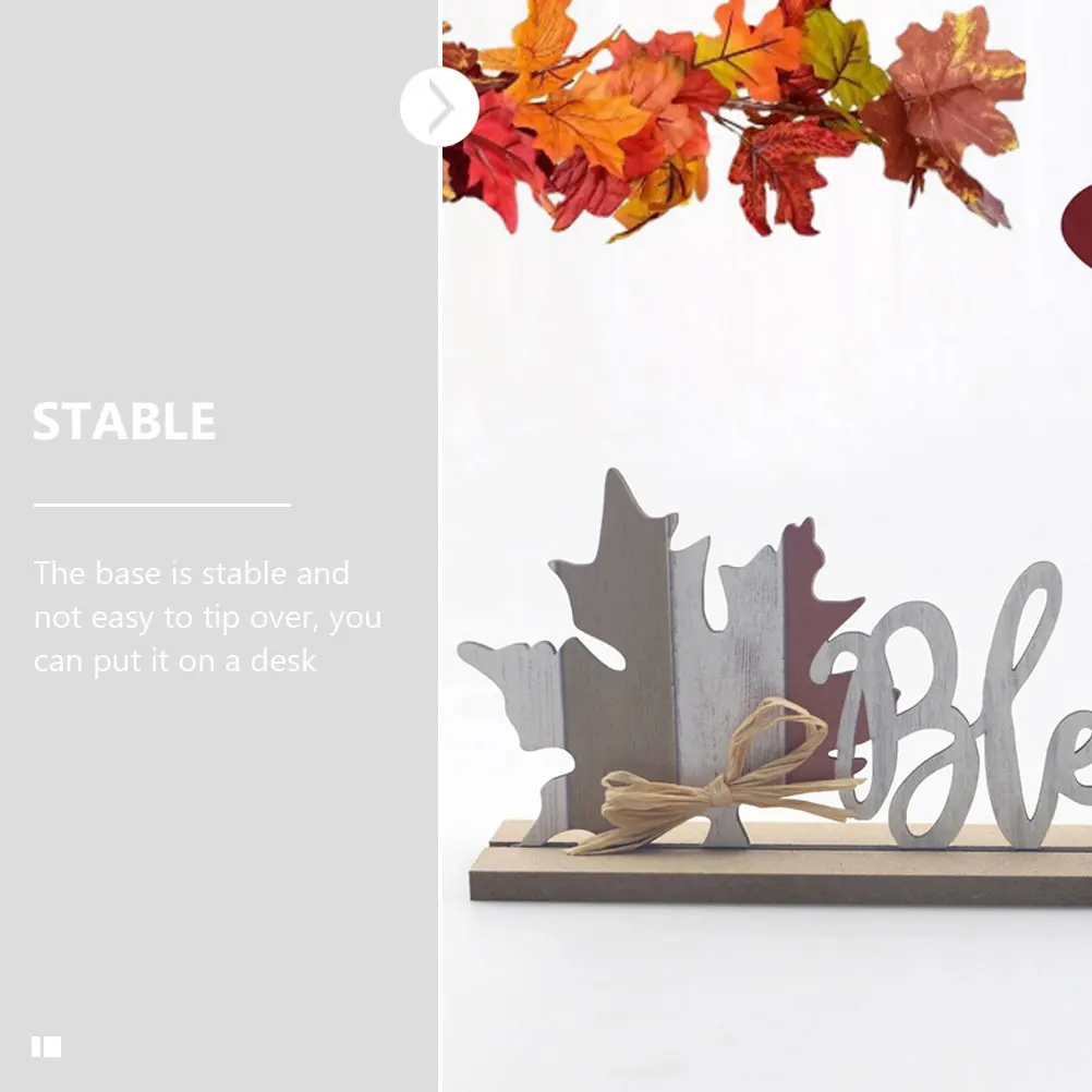 

3pcs Wooden Thanksgiving Decoration Fall Desktop Decors Stable Tabletop Ornament For Home Party Autumn Desk Adornment