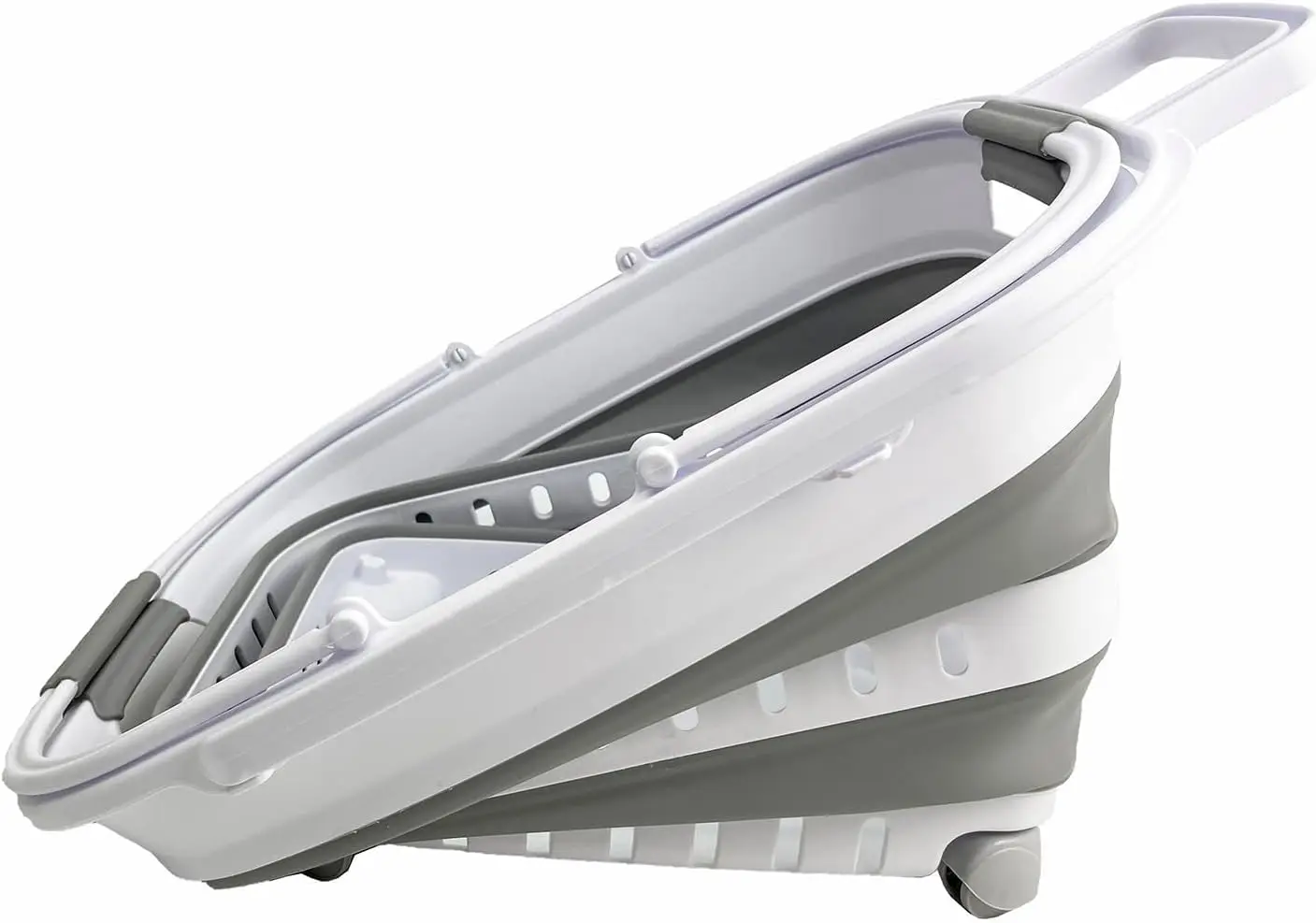 سلة غسيل بلاستيكية قابلة للطي سعة 35 لتر (9.24 جالونًا) بمقبض وعجلات - حاوية تخزين منبثقة قابلة للطي/تنظيم #5