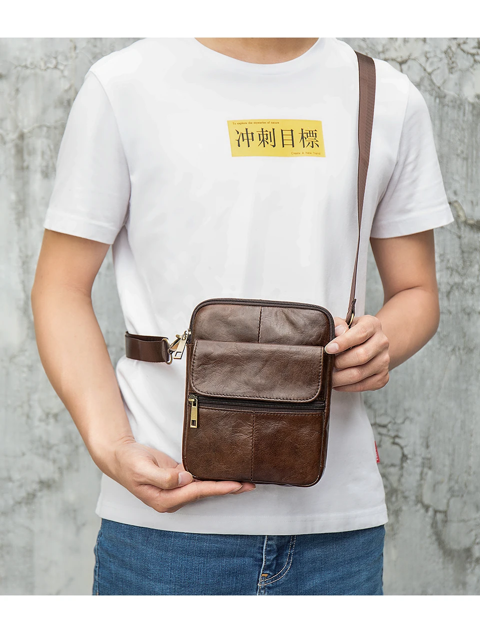 2020 New Fashion Genuine Leather Shoulder Bag for man Small Messenger Bags Mini Travel Crossbody Bag Men Flap Bag Male