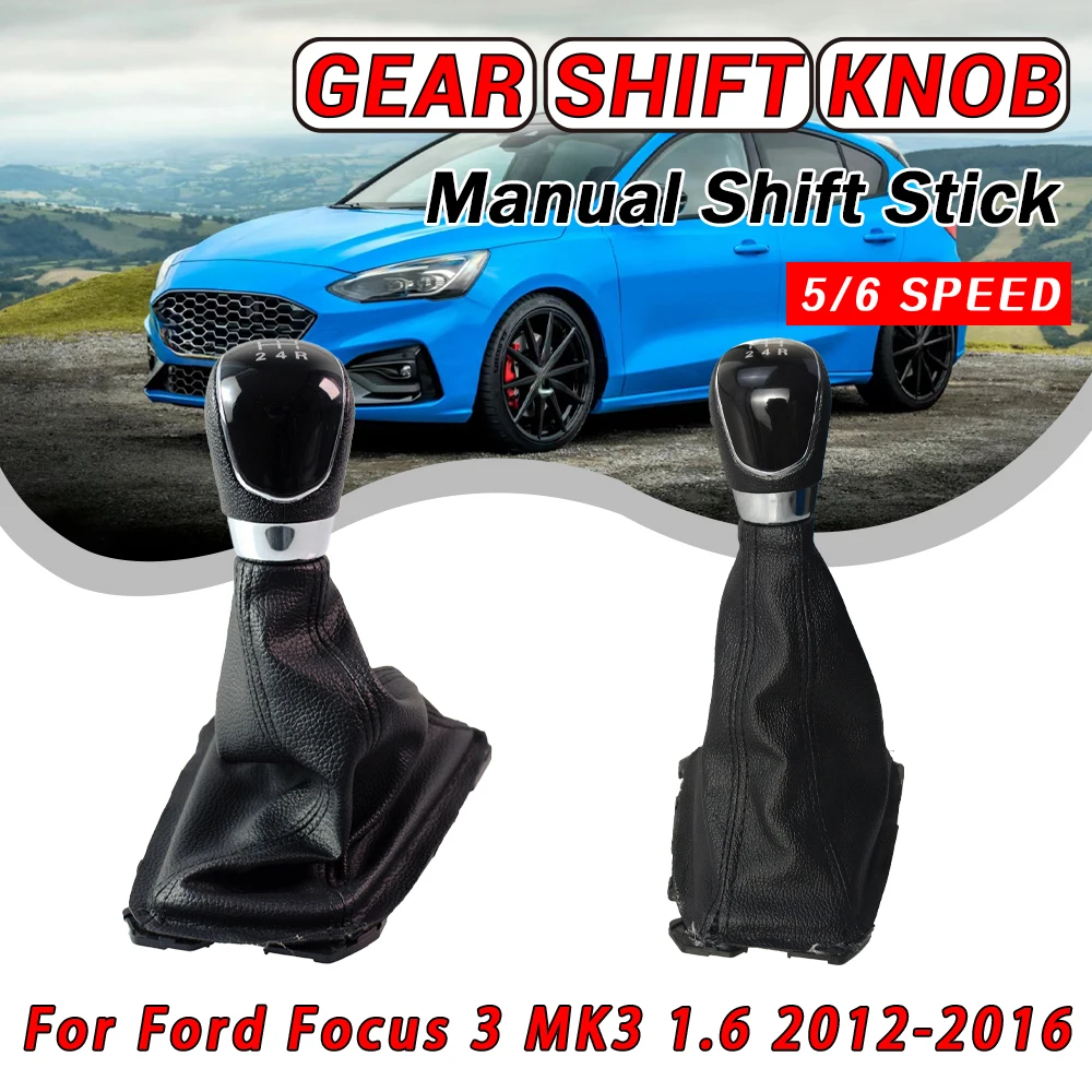 

New Product Black Manual Shift Knob Auto Parts 5 6 Speed For Ford Focus 3 MK3 1.6 2012 2013 2014 2015 2016 Auto Parts