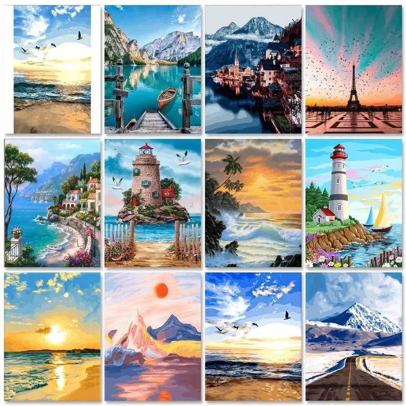 

SDOYUNO 40x50cm Painting By Numbers Gift Landscape On Canvas Pictures By Numbers Wall Decor For Adults Photo Home Decor