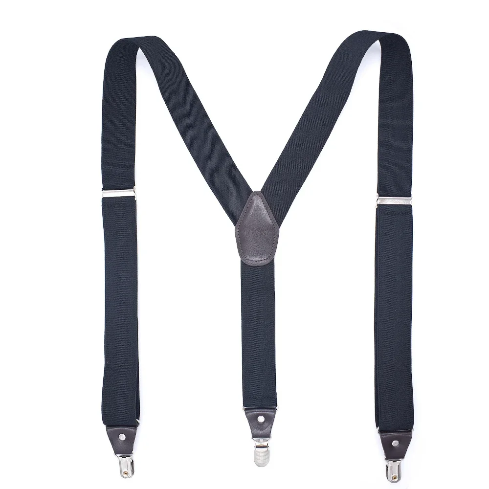 Suspenders for Men 3.5cm Wide Y-back with 3 Metal Clips Elastic Adjustable Trousers Braces Strap Belts Heavy Duty Work Suspender