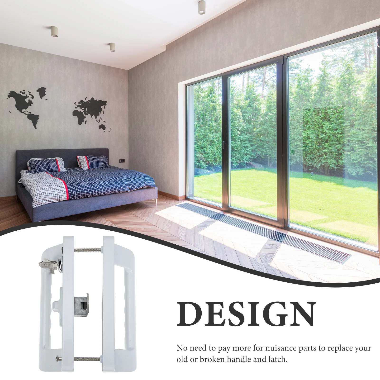 1Set Gagang Kunci Pintu Geser Bahan Aluminium Alloy, Pengganti Pintu Kaca Geser Tugas Berat untuk Patio, Gudang, Lemari