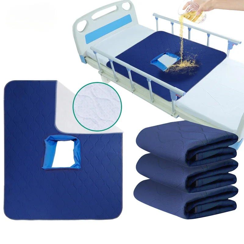 Instant Suction Urine Isolation Pad with Toilet Hole Edical Care Pad Bed Paralysis Elderly Urinary Incontinence Bed Sheets