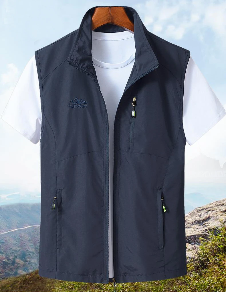 

Men's vest spring and autumn thin casual breathable vest jacket for men's youth, middle-aged and elderly quick drying vest