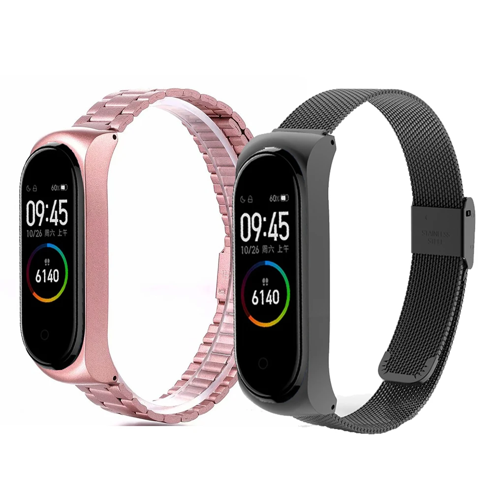 For Xiaomi Mi Strap 5/6/3/4 Strap Wrist Band Strap Metal Bracelet  Stainless Steel Strap MIband Band Metal Strap Wristband Strap