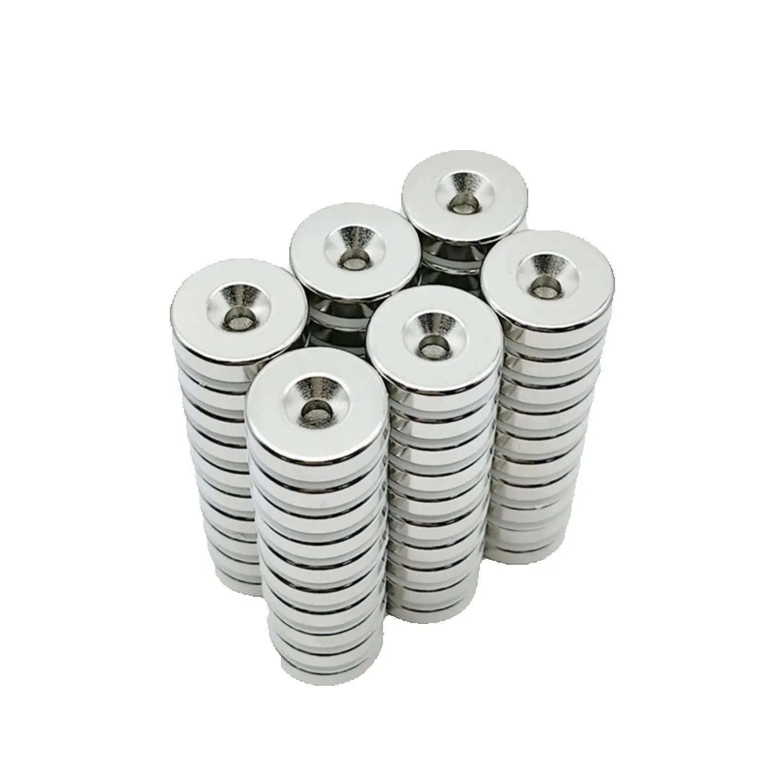 10PCS M3 M4 M5 카운터 싱크 링 구멍이있는 구멍 직경 8mm-40mm의 강력한 네오디뮴 자석 희토류 라운드 N52 천공 자석