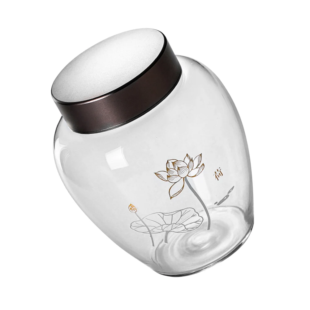 

Glass Tea Jar Alloy Lid Food Storage Canister Household Organizer Sealed Jar for Rice Sugar Flour Coffee Tea Spices