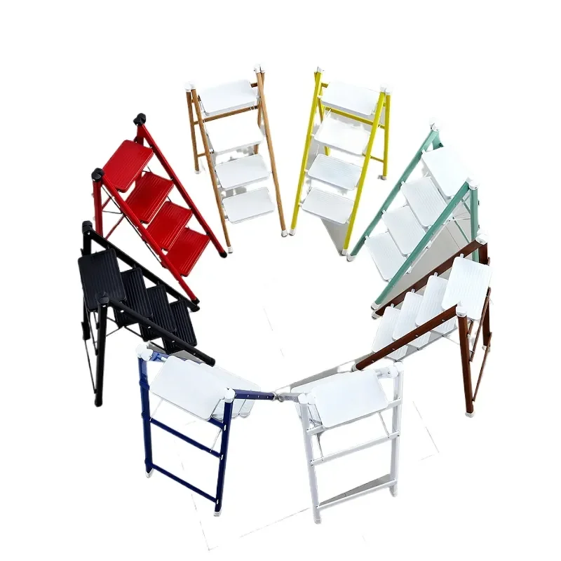 Folding Ladder for Home Use A-Frame Step Stool with Storage 3-Step Flower Stand Platform Indoor Portable Multi-Function