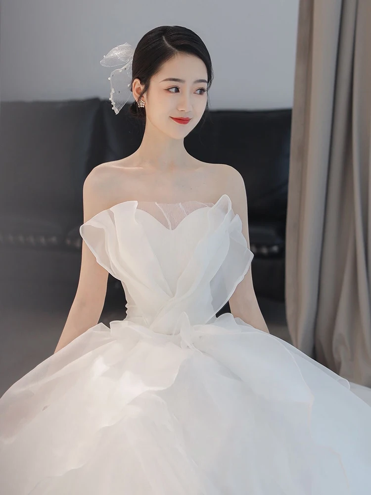 Sweet Strapless Wedding Dresses Boho Ball Gown Simple Bridal Dress Formal Dress For Women Plus Size Winter New