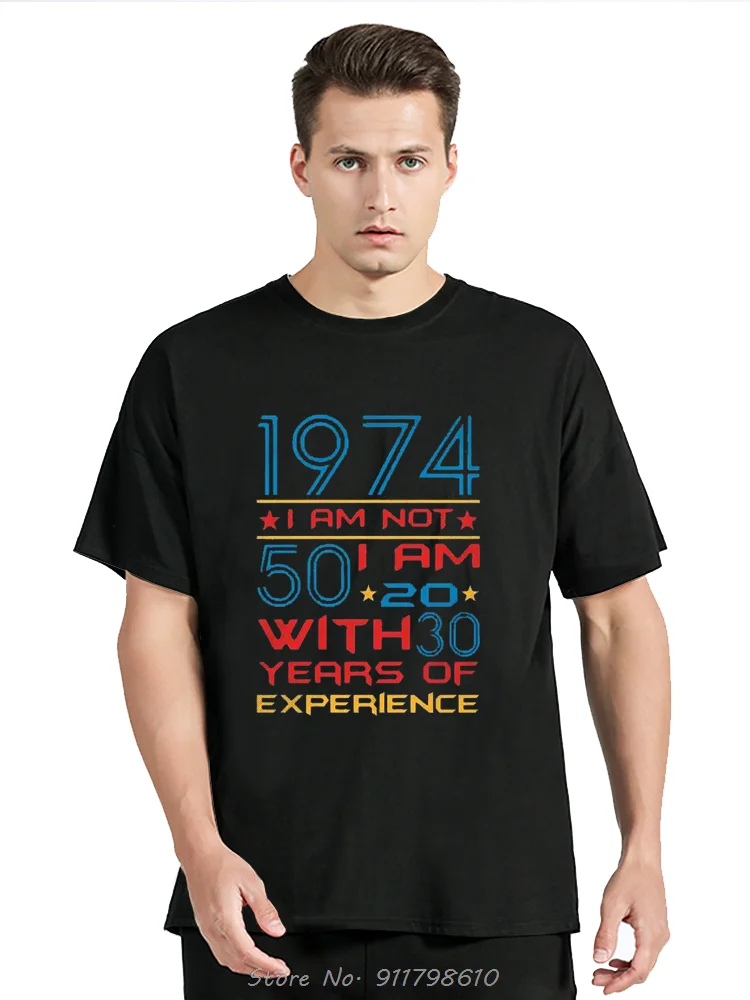 Vintage Born In 1974 Retro 70s Style Birthday Year T Shirt Oversized Unisex T-Shirt Casual Fashion Cotton Streetwear Tees