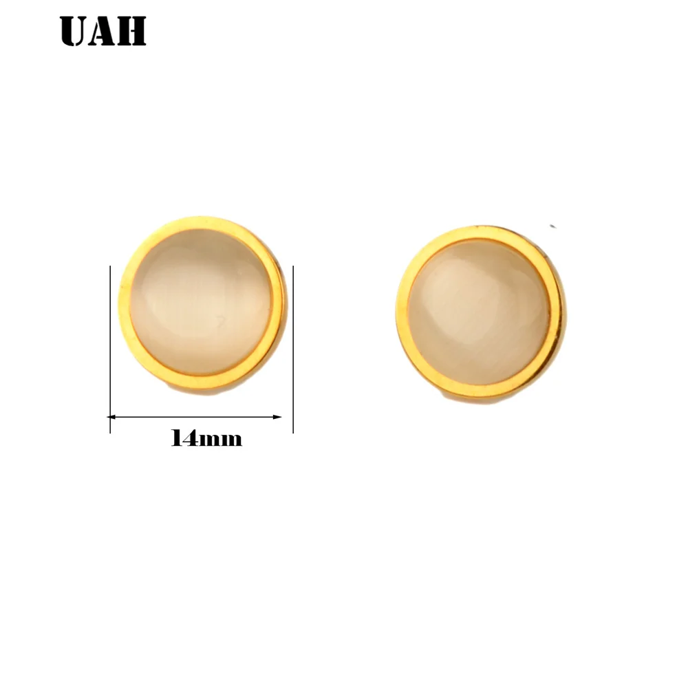 UAH 2019 Japan New Vintage Round  Opal Stone Big Stud Earrings For Women Fashion Temperament Simulated  Stainless Steel Brinco